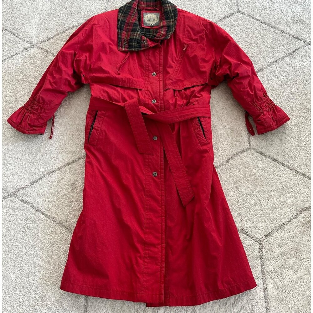 Vintage 90s Red Fleet Street Full-Length Insulated & Belted Winter Coat  Sz 10